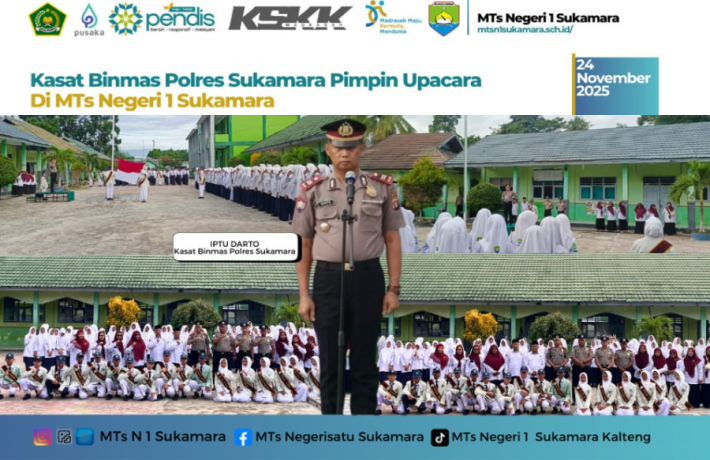 Kasat Binmas Polres Sukamara Pimpin Upacara di MTs Negeri 1 Sukamara